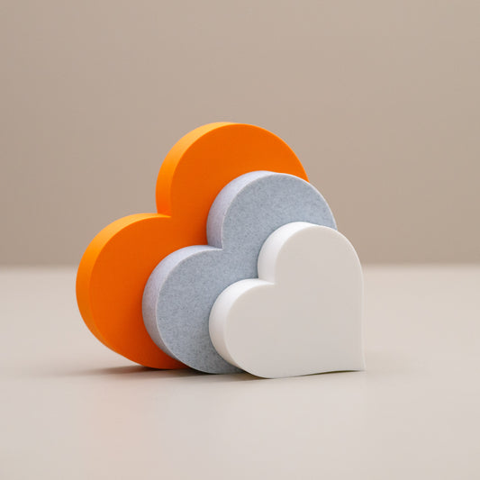Love Heart Ornaments - Set of of 3 - Orange, Stone and White