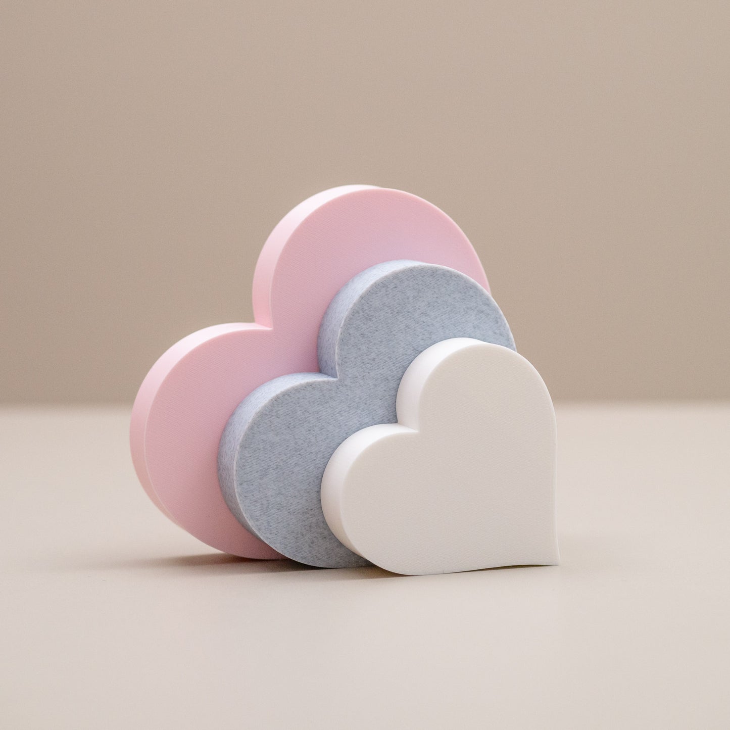 Love Heart Ornaments - Set of of 3 - Blush Pink, Stone and White