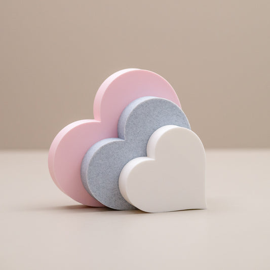 Love Heart Ornaments - Set of of 3 - Blush Pink, Stone and White