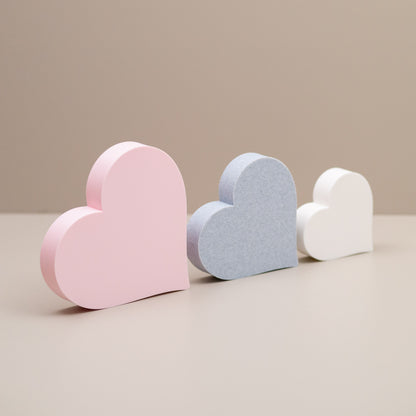 Love Heart Ornaments - Set of of 3 - Blush Pink, Stone and White