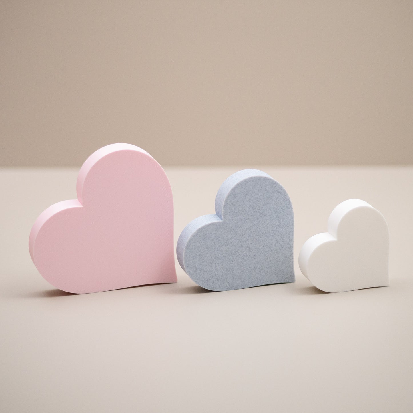 Love Heart Ornaments - Set of of 3 - Blush Pink, Stone and White