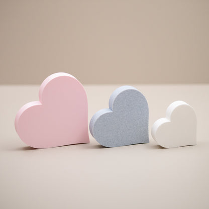 Love Heart Ornaments - Set of of 3 - Blush Pink, Stone and White