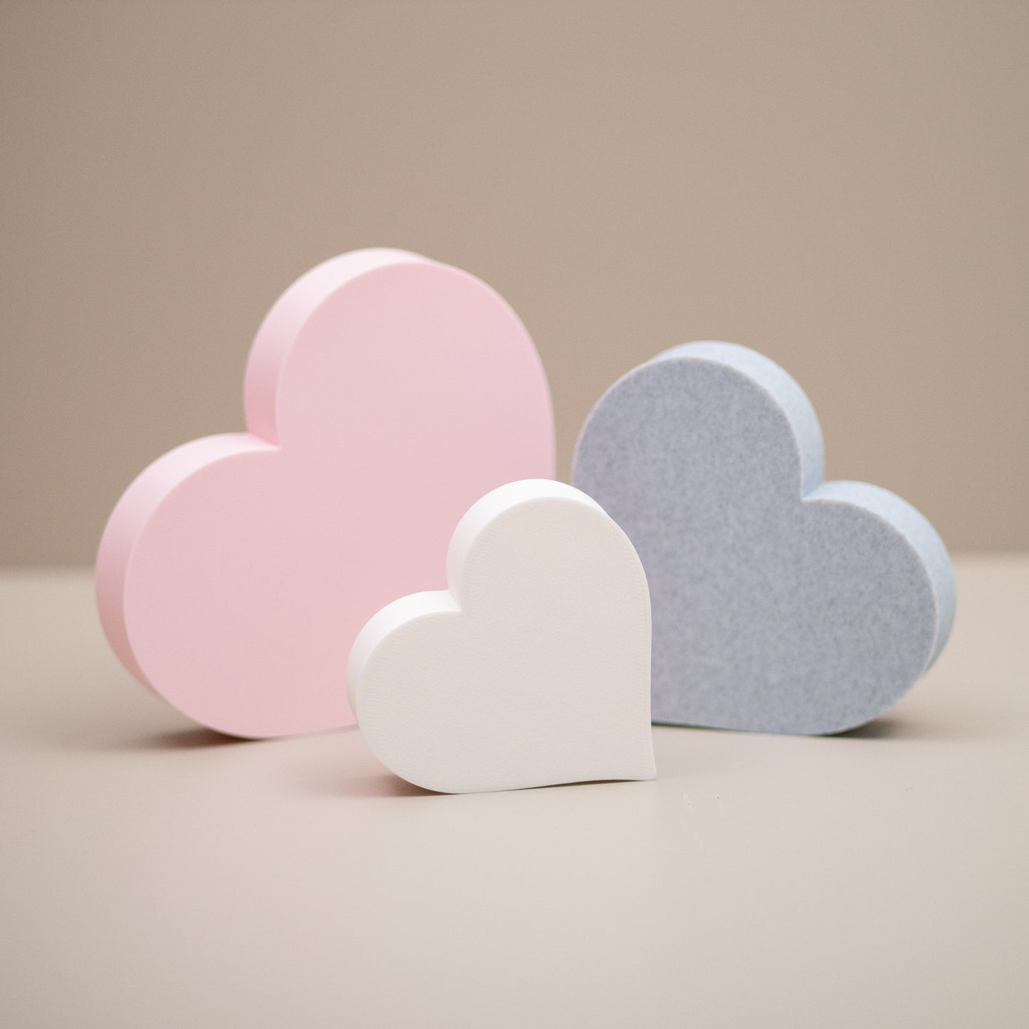 Love Heart Ornaments - Set of of 3 - Blush Pink, Stone and White