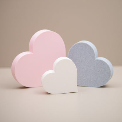 Love Heart Ornaments - Set of of 3 - Blush Pink, Stone and White