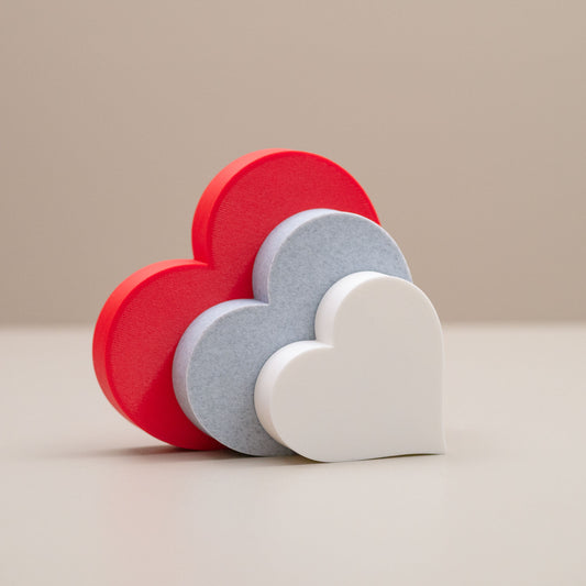 Love Heart Ornaments - Set of of 3 - Red, Stone and White