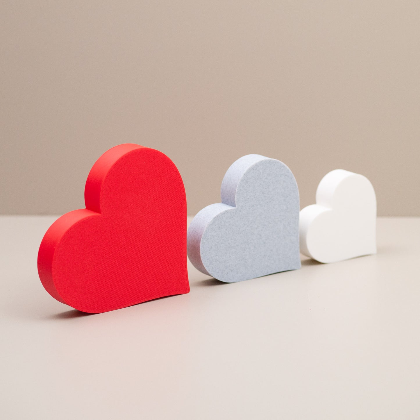 Love Heart Ornaments - Set of of 3 - Red, Stone and White