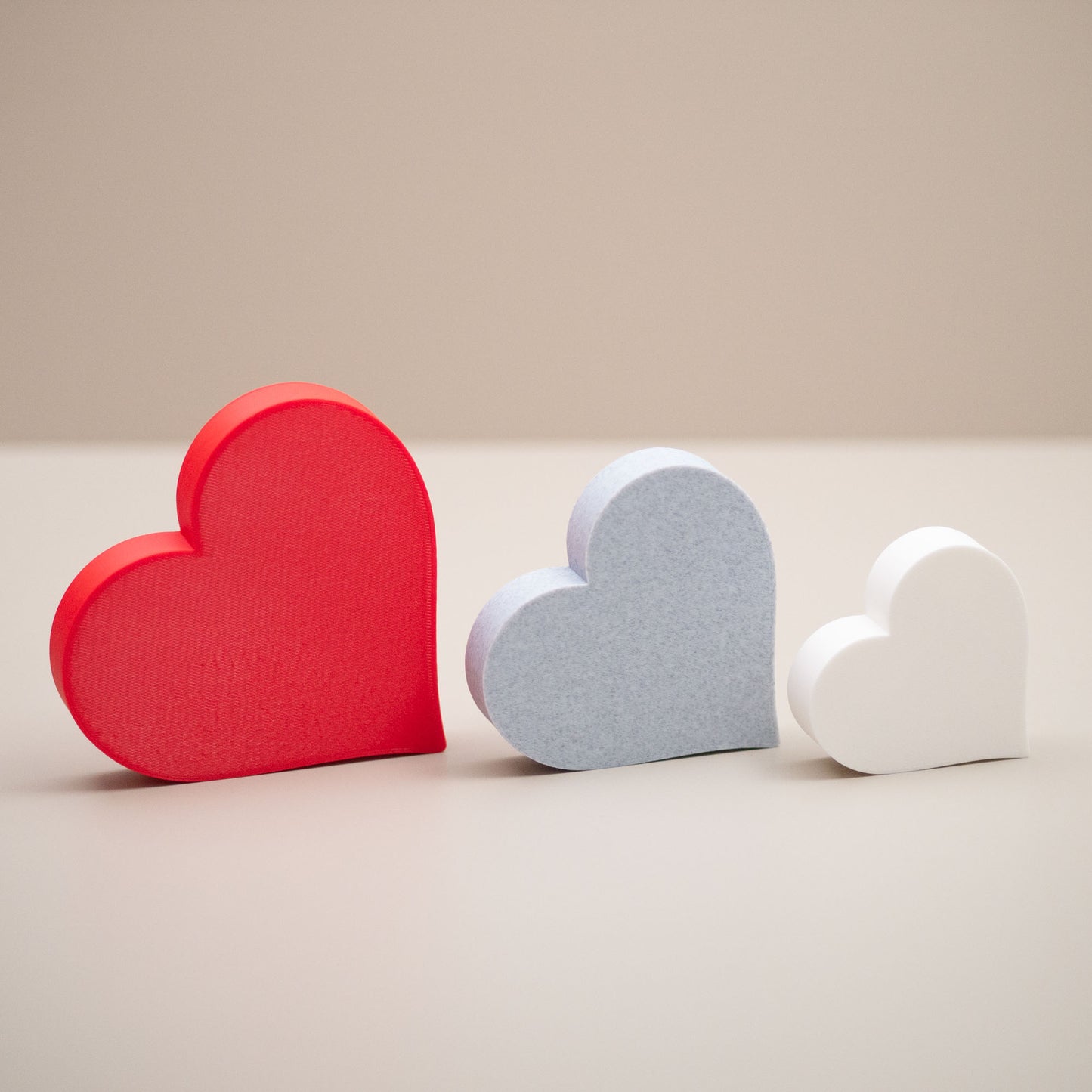 Love Heart Ornaments - Set of of 3 - Red, Stone and White