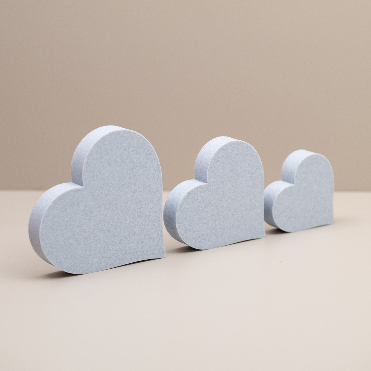 Love Heart Ornaments - Stone Grey - Set of 3 Hearts