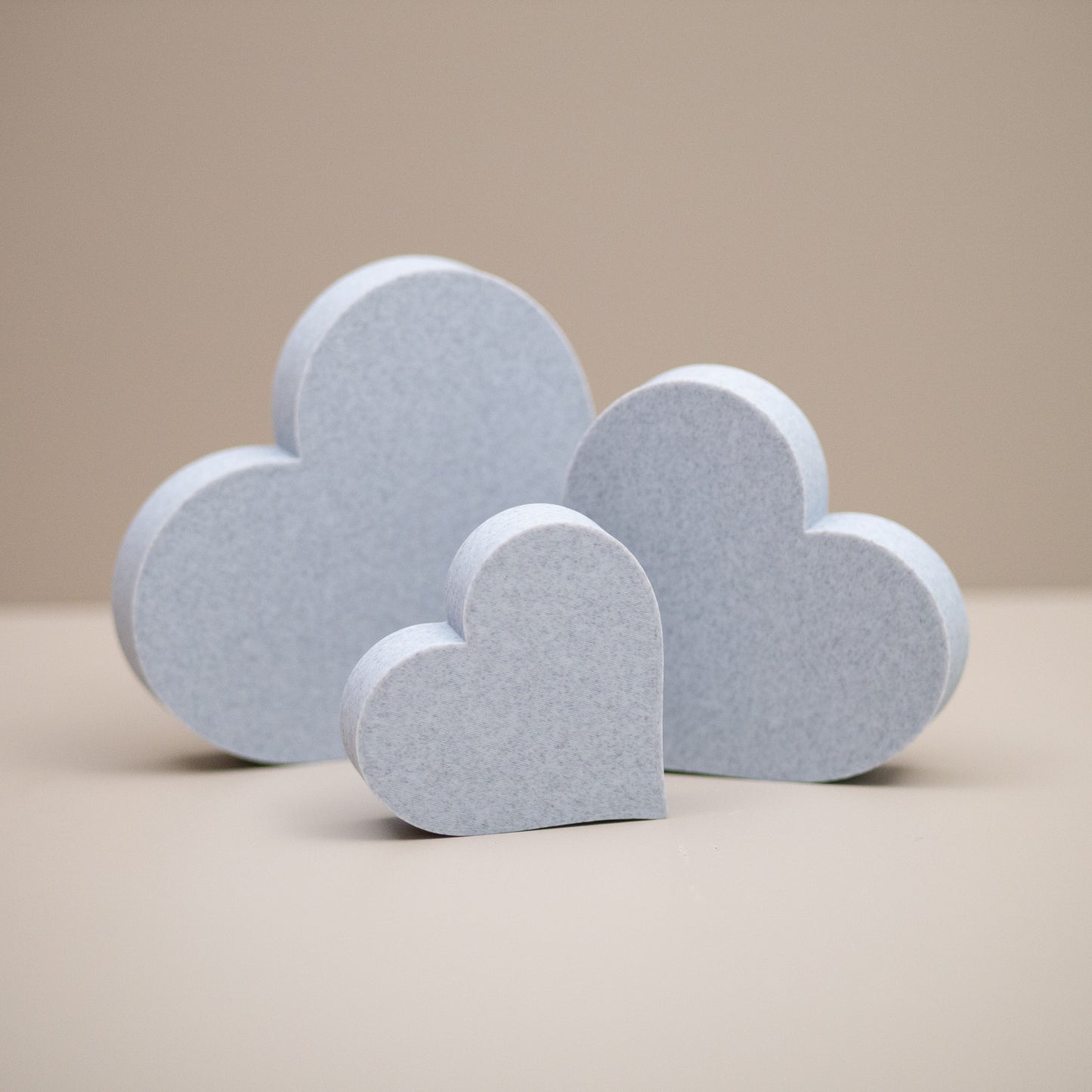 Love Heart Ornaments - Stone Grey - Set of 3 Hearts