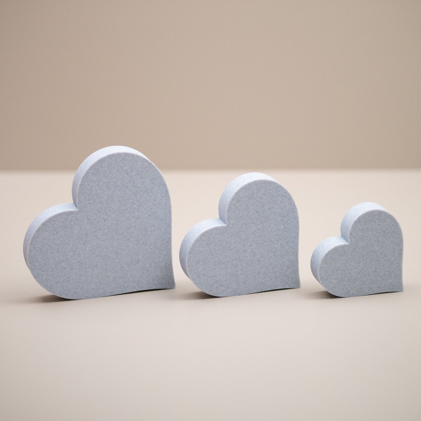 Love Heart Ornaments - Stone Grey - Set of 3 Hearts