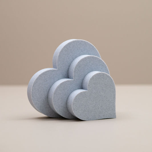 Love Heart Ornaments - Stone Grey - Set of 3 Hearts