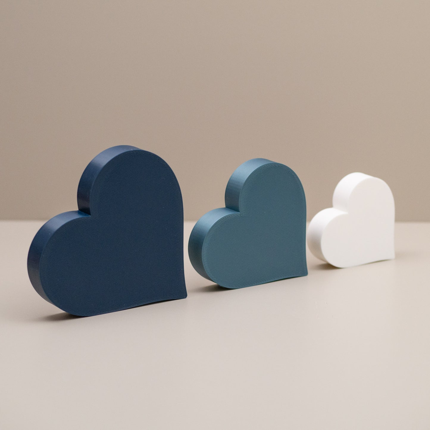 Love Heart Ornaments - Set of of 3 - Navy, Kingfisher Blue and White