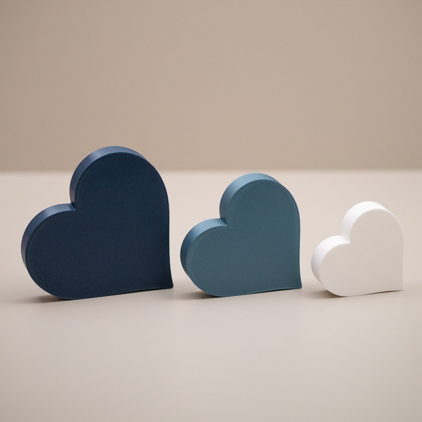 Love Heart Ornaments - Set of of 3 - Navy, Kingfisher Blue and White