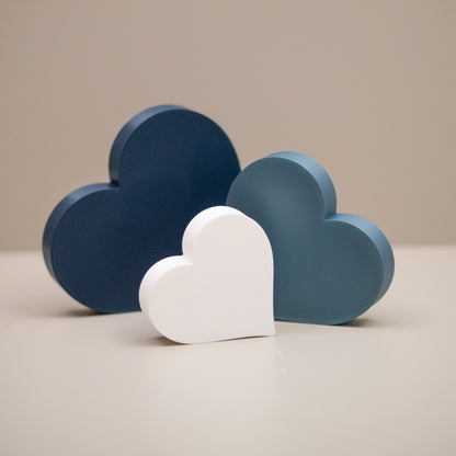 Love Heart Ornaments - Set of of 3 - Navy, Kingfisher Blue and White
