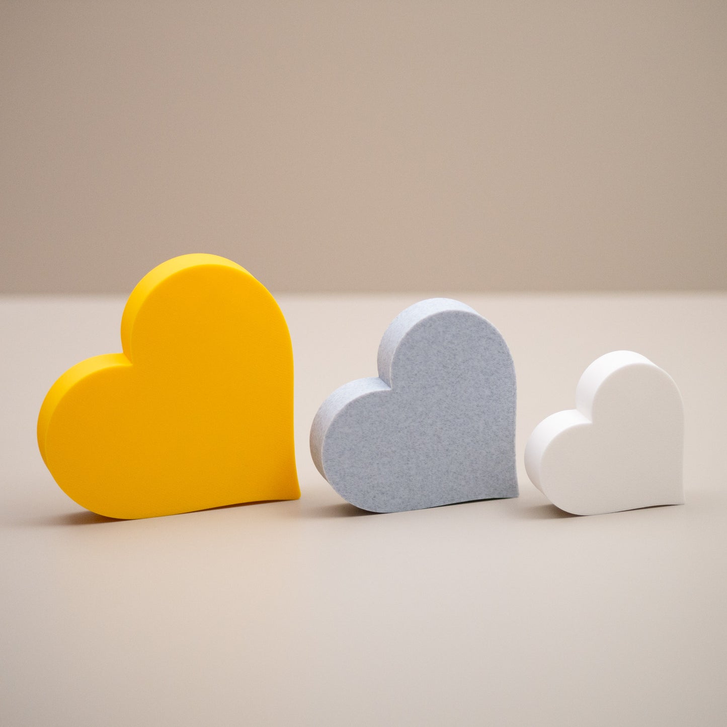 Love Heart Ornaments - Set of of 3 - Yellow, Stone and White