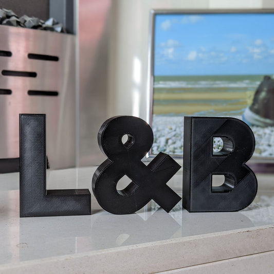 Personalised Decorative Letters Initials Ornament - Black, White or Stone Effect - Vantage 3D Prints