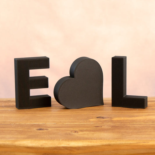 Personalised Decorative Letters Initials Ornament with Heart - Vantage 3D Prints