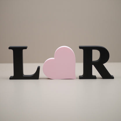 Personalised Decorative Letters Initials Ornament with Heart - Serif Font