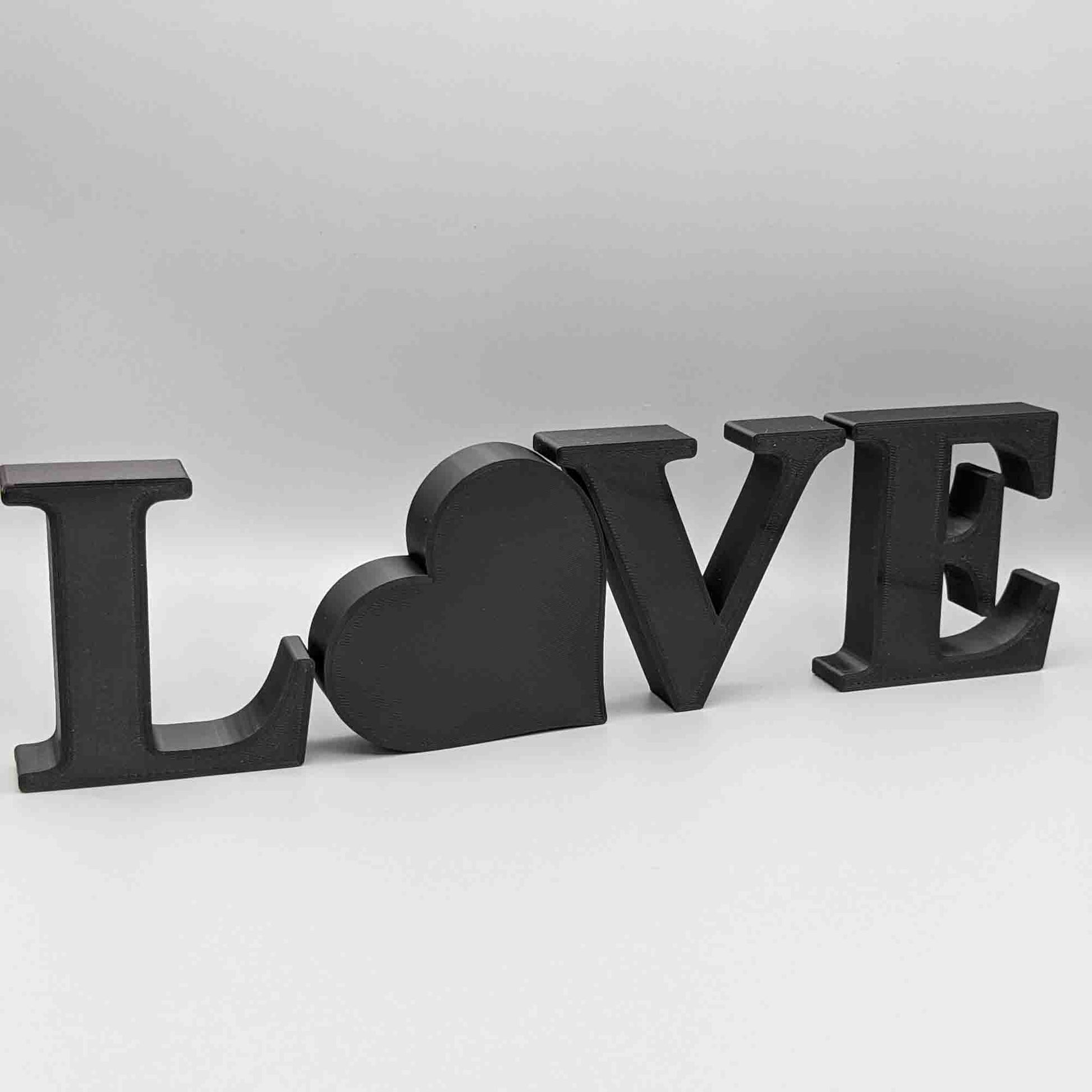 Love Decorative Letter Ornament With Love Heart - Serif Font - Vantage 3D Prints