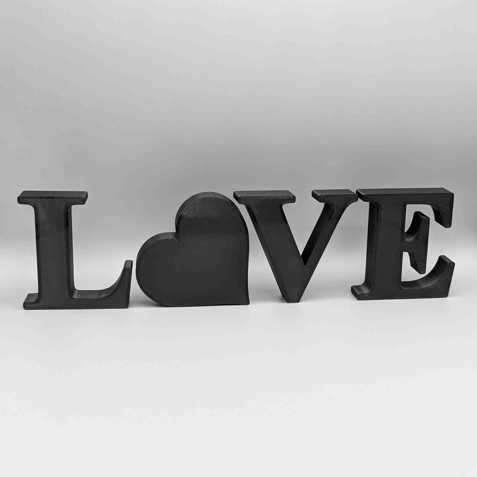 Love Decorative Letter Ornament With Love Heart - Serif Font - Vantage 3D Prints