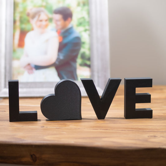 Love Heart Home Decorative Letters Ornament - Black, White, Red or Stone
