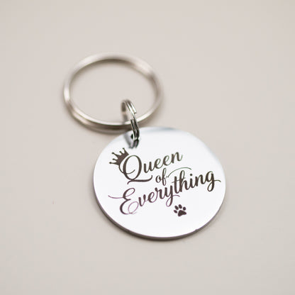 Funny Pet Collar Charm: Engraved Stainless Steel Pet Tag - Queen of Everything