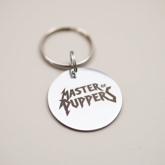Funny Pet Collar Charm: Engraved Stainless Steel Pet Tag - Master of Puppers