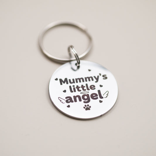 Funny Pet Collar Charm: Engraved Stainless Steel Pet Tag - Mummy's Little Angel