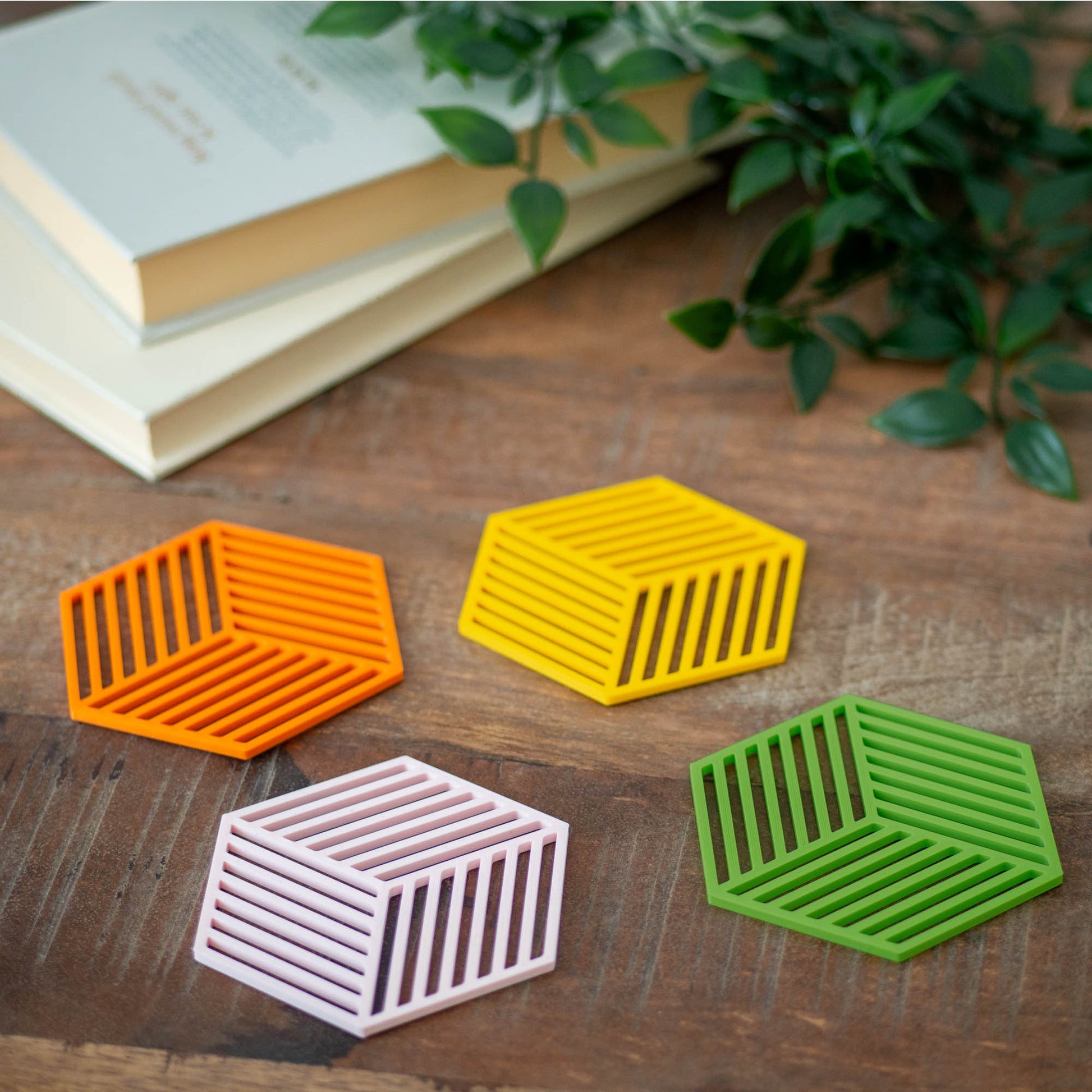 Lime Green - Geometric Cube Coasters - 4 or 8 Pack