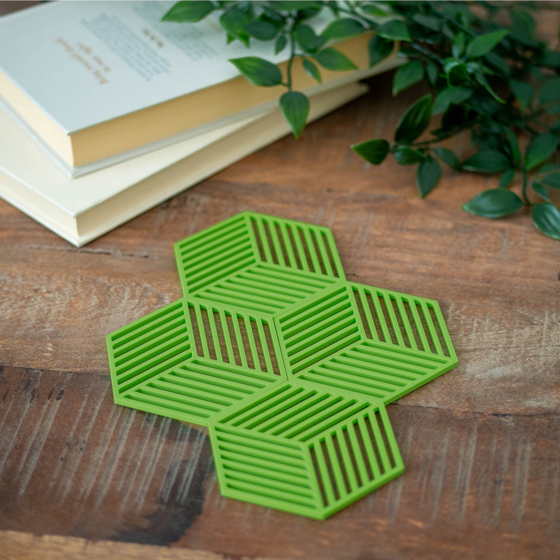 Lime Green - Geometric Cube Coasters - 4 or 8 Pack