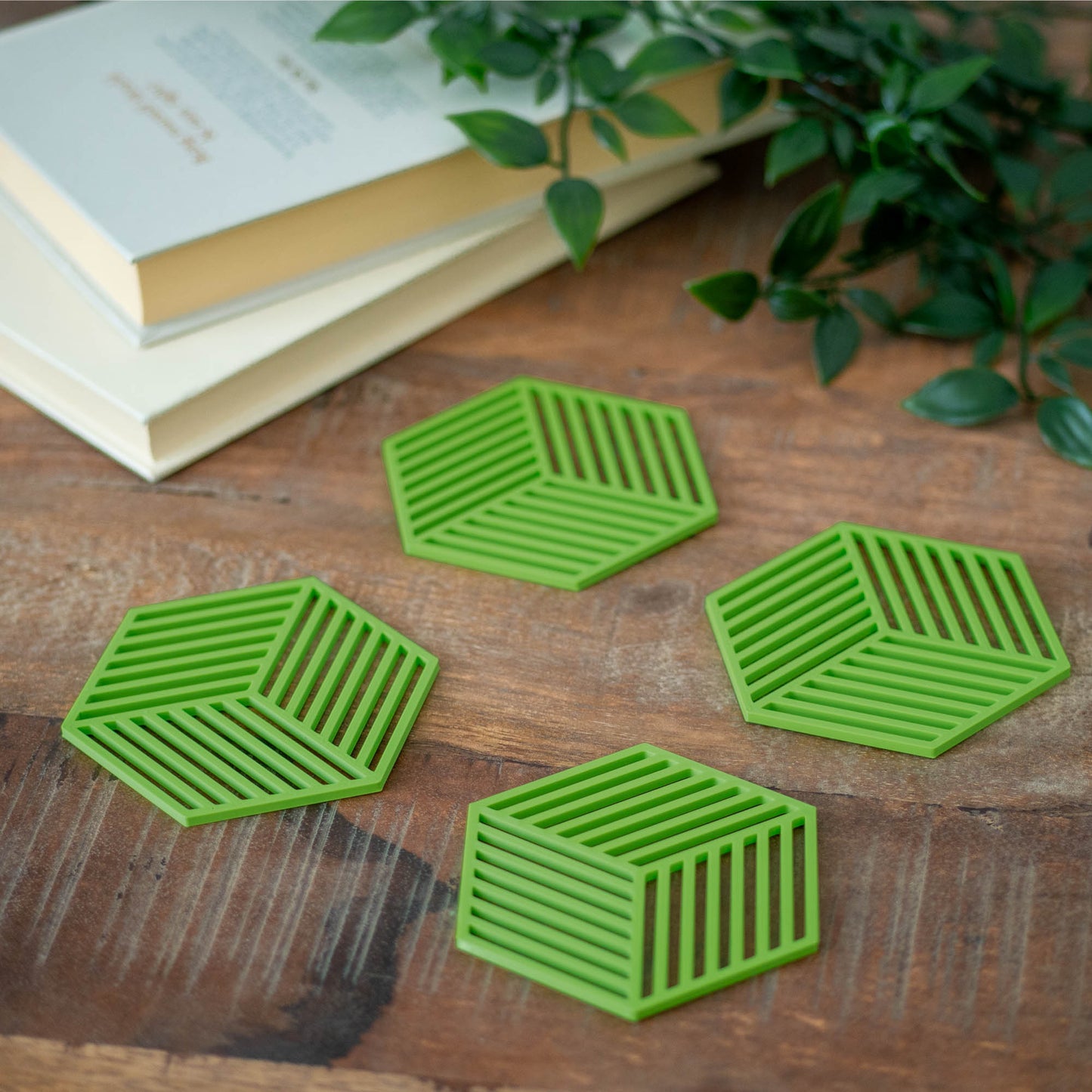 Lime Green - Geometric Cube Coasters - 4 or 8 Pack