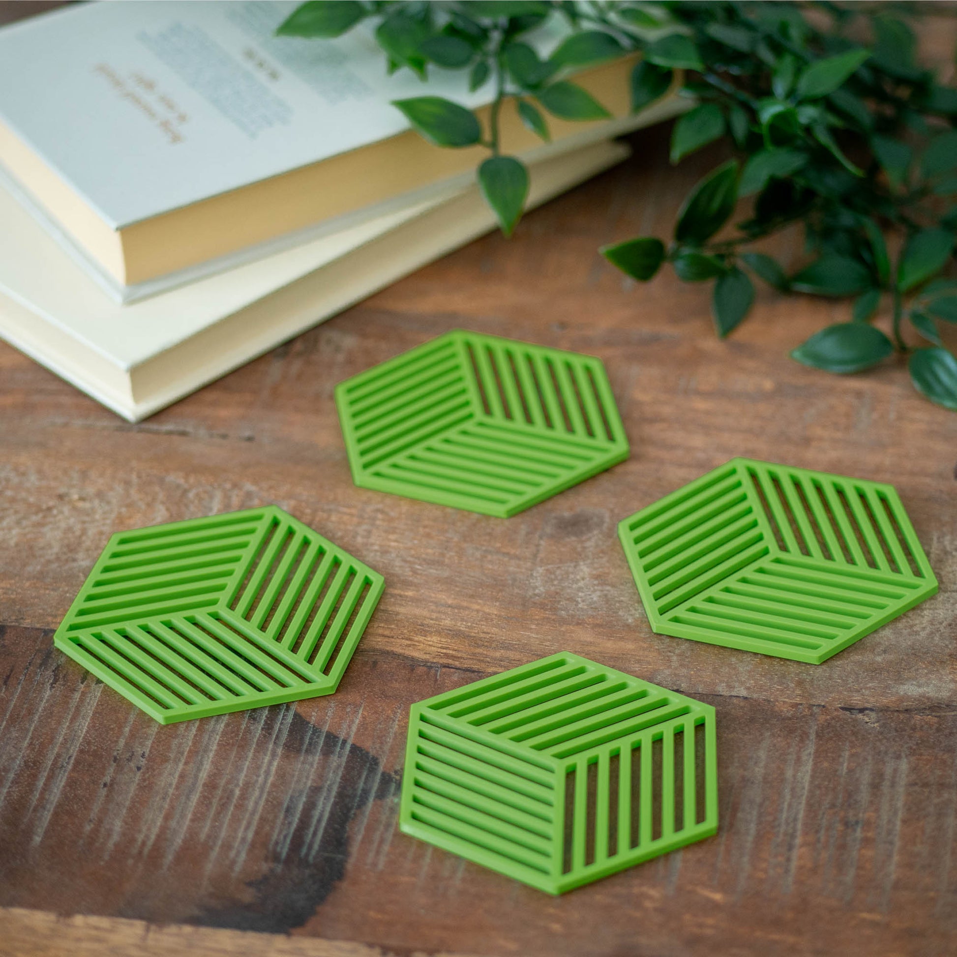 Lime Green - Geometric Cube Coasters - 4 or 8 Pack