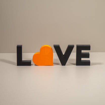Love Heart Home Decorative Letters Ornament - Black, White, Red or Stone