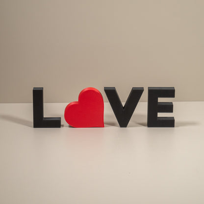 Love Heart Home Decorative Letters Ornament - Black, White, Red or Stone