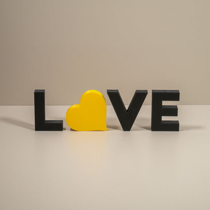 Love Heart Home Decorative Letters Ornament - Black, White, Red or Stone