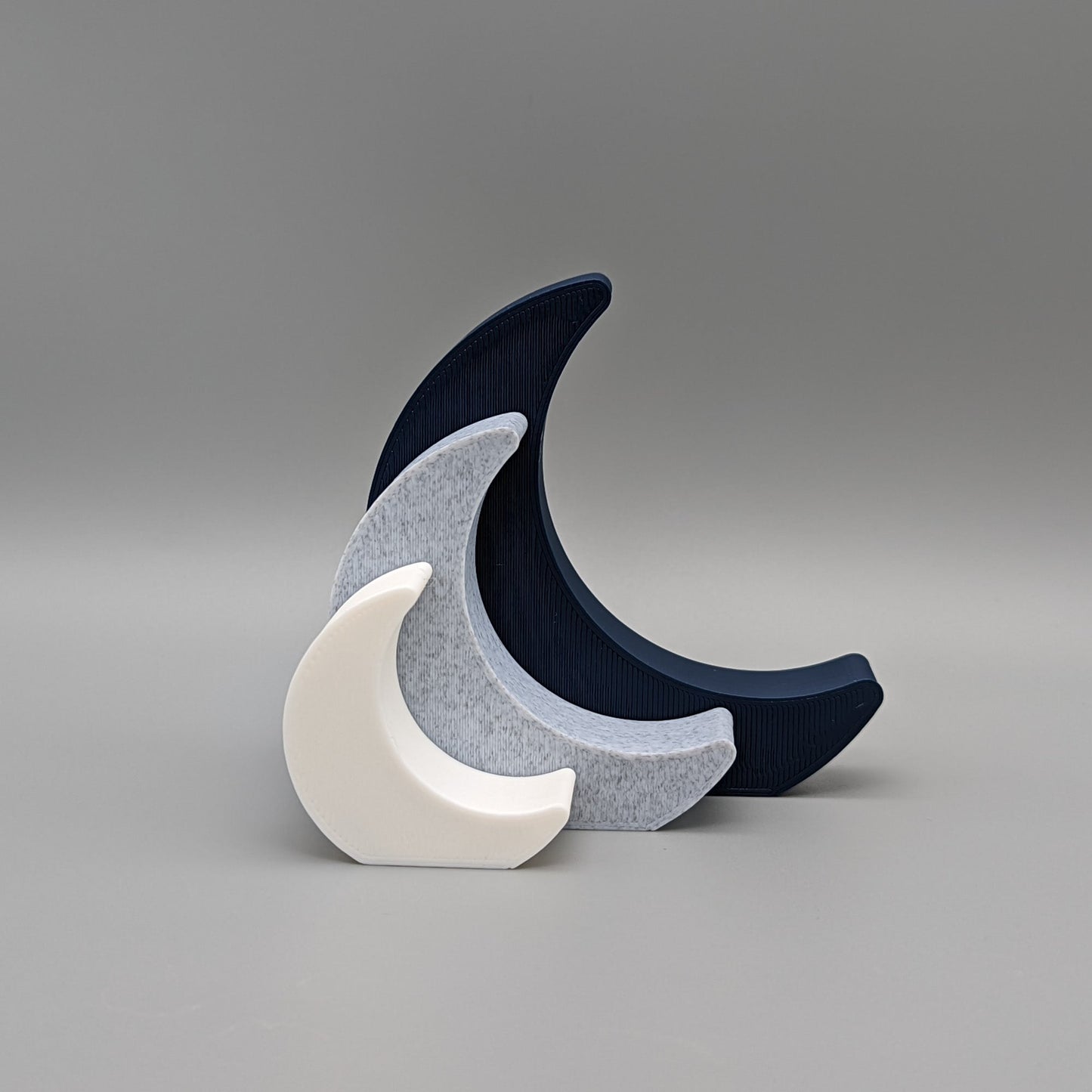 Crescent Moon Ornaments - Black, Grey and White - Vantage 3D Prints