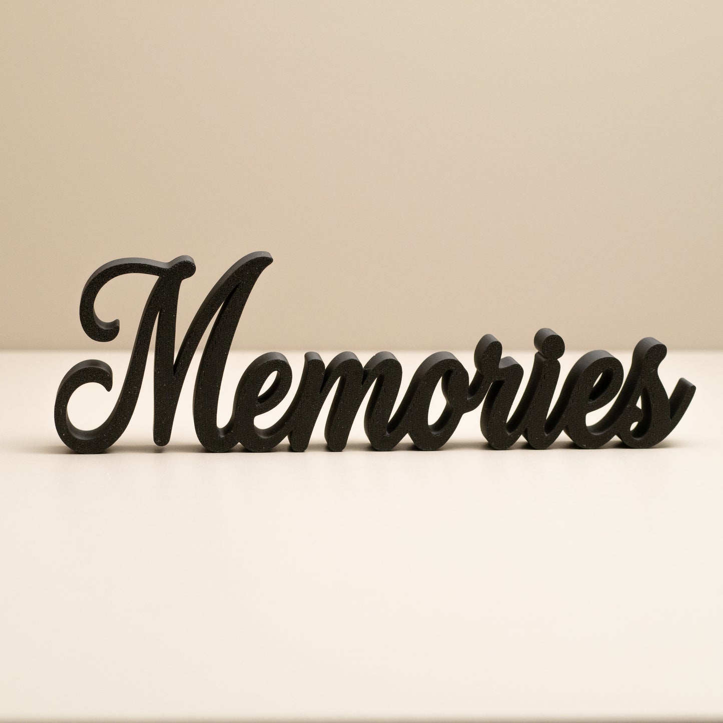 Memories Word Ornament – Freestanding Cursive Decor for Shelf, Mantel or Living Room Display