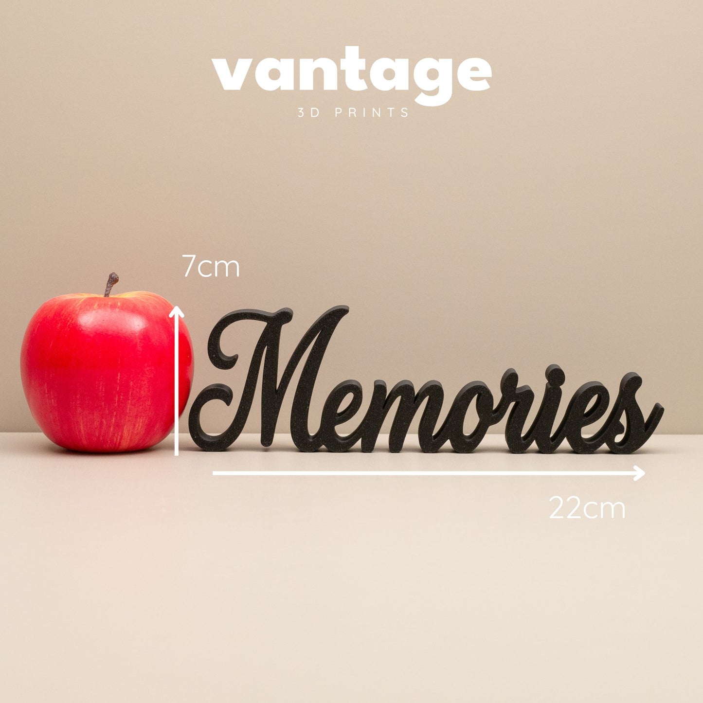 Memories Word Ornament – Freestanding Cursive Decor for Shelf, Mantel or Living Room Display