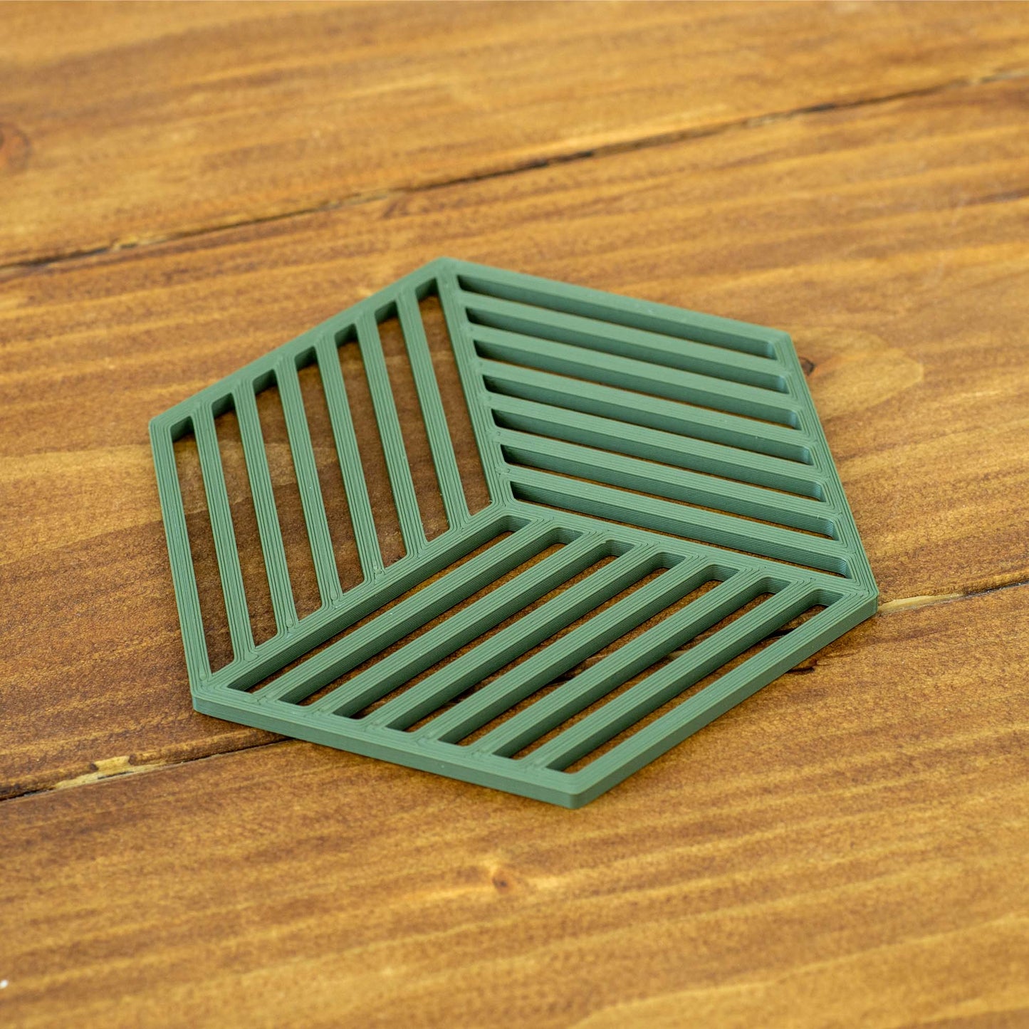 Olive Green - Geometric Cube Coasters - 4 or 8 Pack