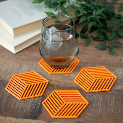 HOMEMADE - Geometric Cube Coasters - 4 or 8 pack - Various Colours Available