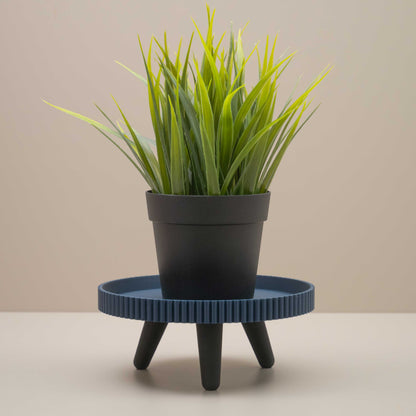 Modern Ribbed Plant Pot Stand with Legs – Indoor Display for Small Pots – Colourful, Quirky Decor & Trinket Dish