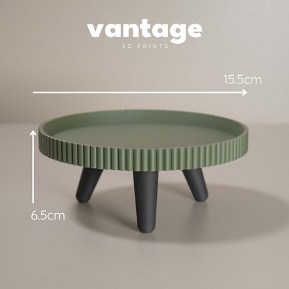 Modern Ribbed Plant Pot Stand with Legs – Indoor Display for Small Pots – Colourful, Quirky Decor & Trinket Dish