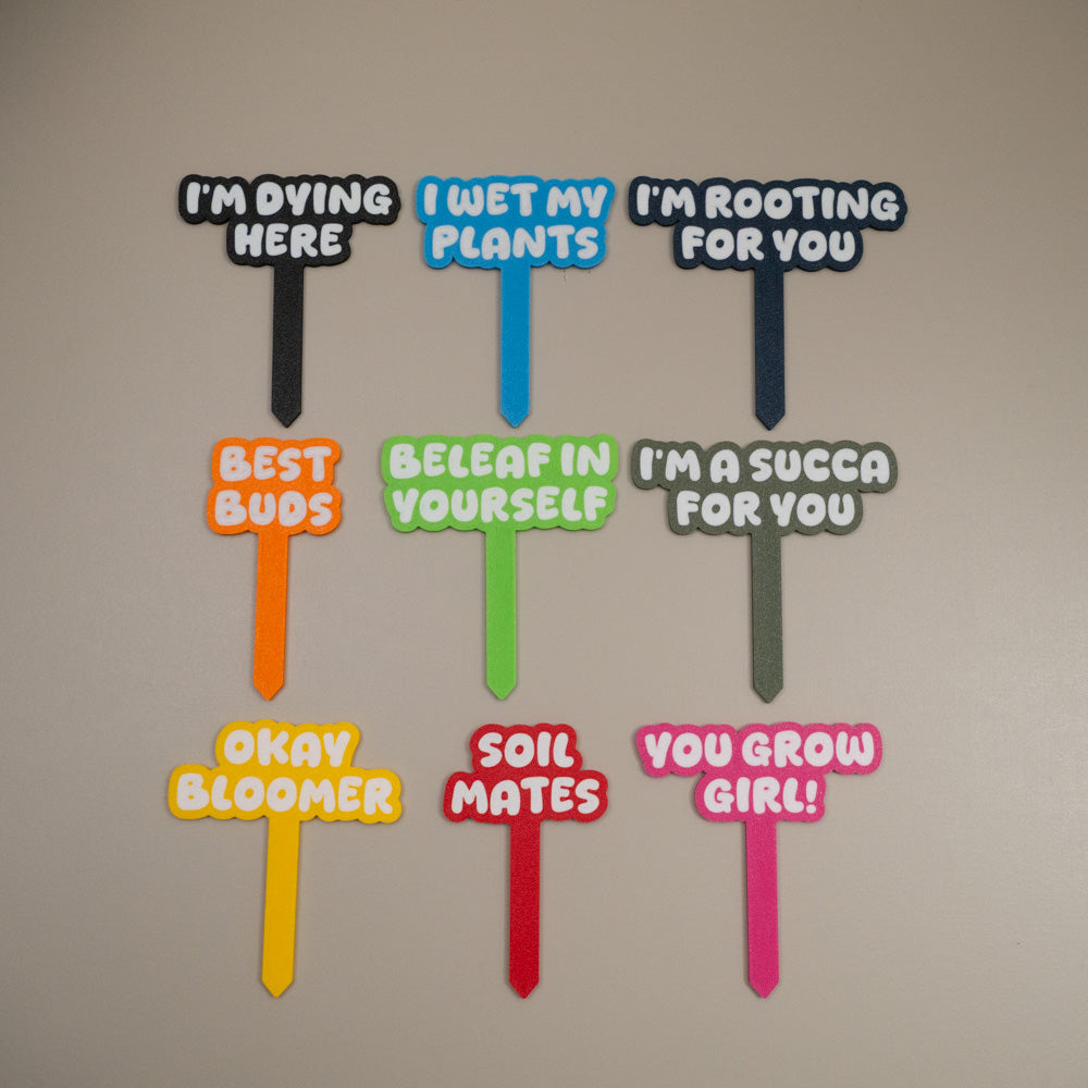 Plant Pot Signs - Funny Plant Markers - Colourful Bubble Planter Accessories