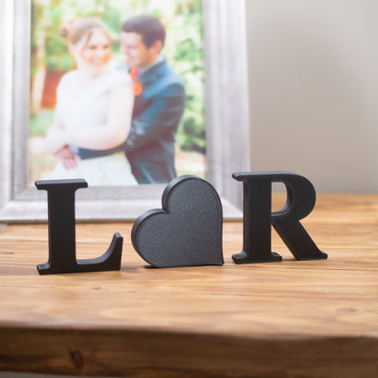 Personalised Decorative Letters Initials Ornament with Heart - Serif Font