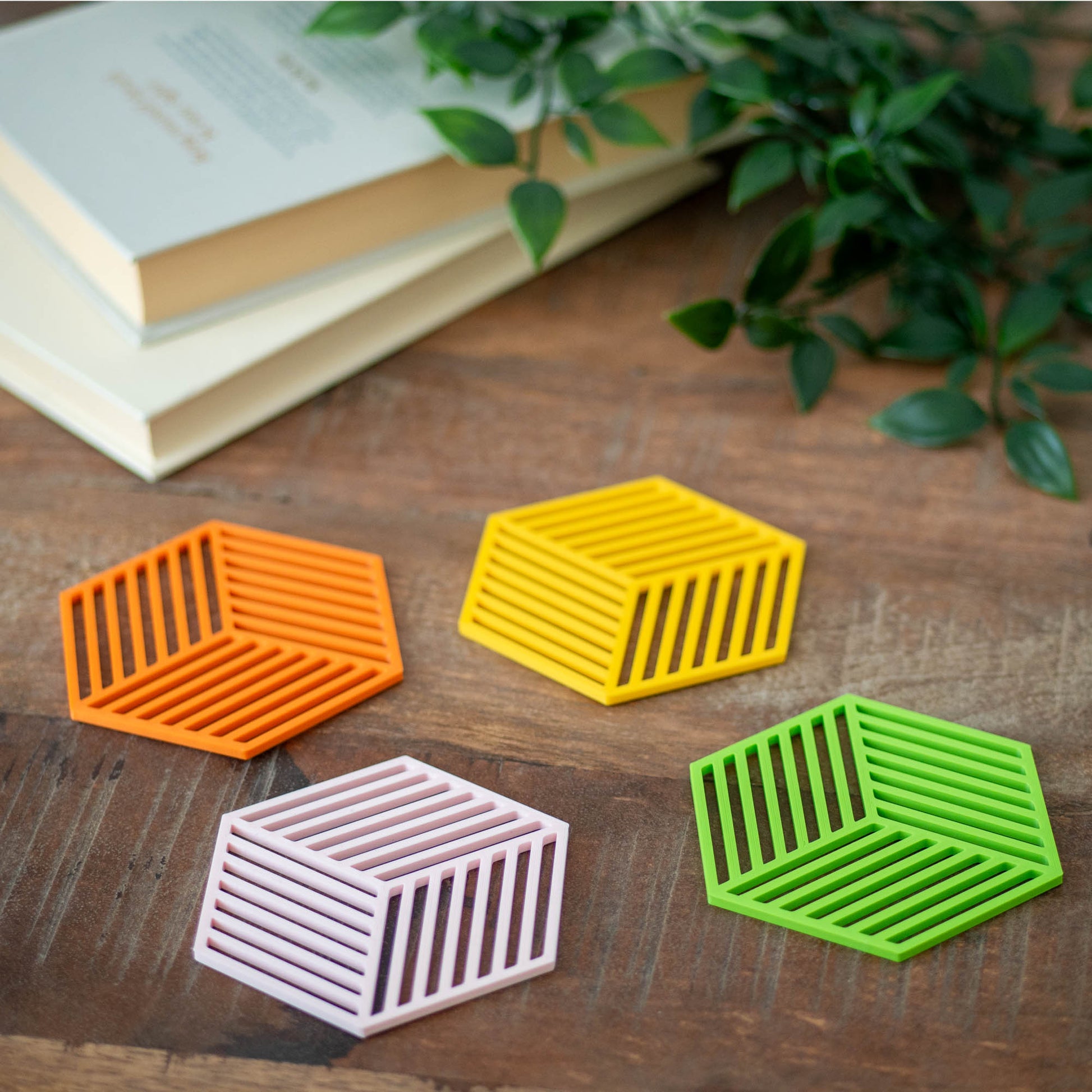 Blush Pink - Geometric Cube Coasters - 4 or 8 Pack