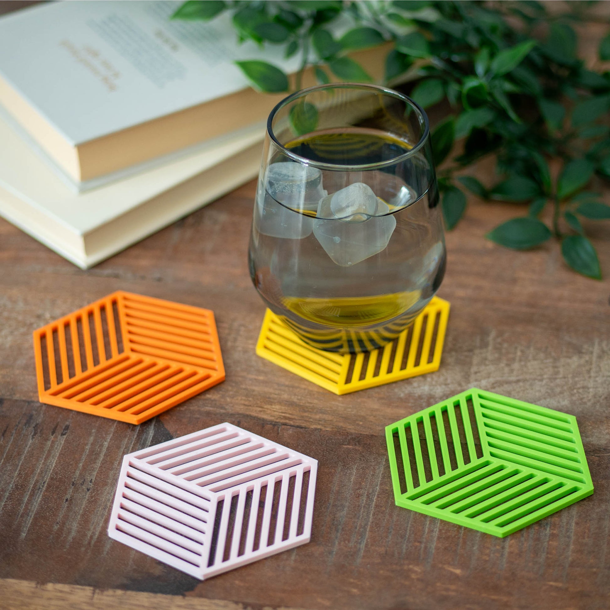 Blush Pink - Geometric Cube Coasters - 4 or 8 Pack