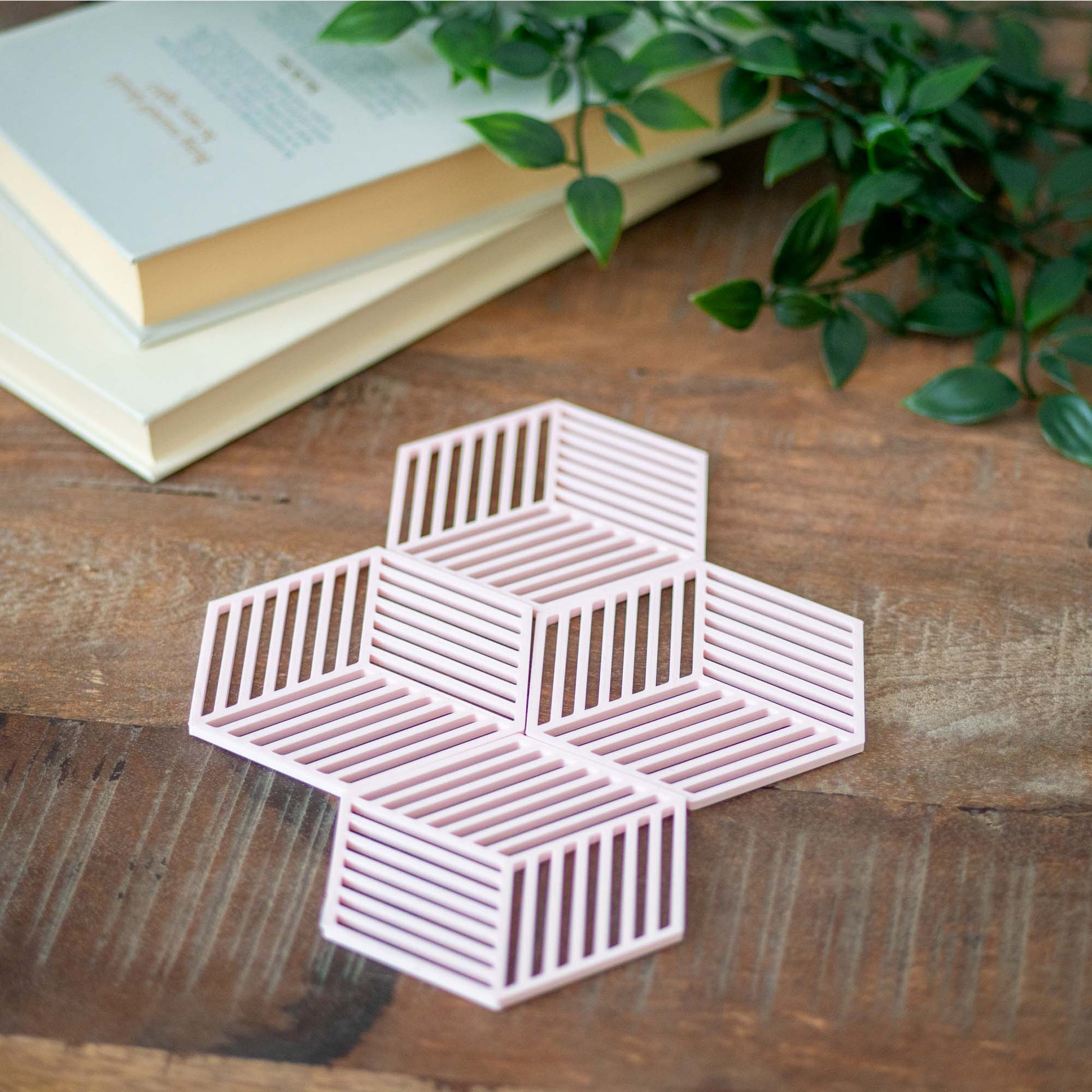 Blush Pink - Geometric Cube Coasters - 4 or 8 Pack