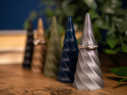 Ring Holder - Swirl/Twist Unicorn Horn - Navy blue, Olive green, Silver, Gold, Black - Vantage 3D Prints