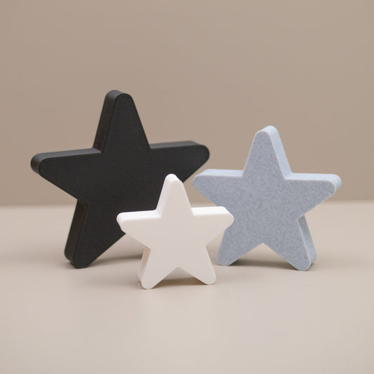 Star Ornaments - Black, Stone and White - Set of 3 Stars