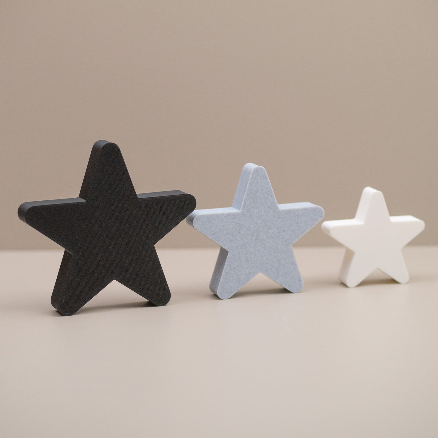 Star Ornaments - Black, Stone and White - Set of 3 Stars